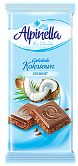 Польський шоколад Alpinella Альпінелла ніжний молочний  з кокосом 90г Польща