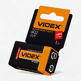 Батарейка сольова Videx 6F22 1604 9V Крона, фото 3