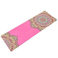 Килимок для йоги Замшевий каучуковий двошаровий 3 мм Record FI-5662-48 (розмір 1,83 мx0,61 мx3 мм, рожевий)