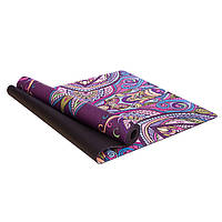 Килимок для йоги Замшевий каучуковий двошаровий 3 мм Record FI-5662-50 (розмір 1,83 мx0,61 мx3 мм, марсала)