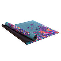 Килимок для йоги Замшевий каучуковий двошаровий 3 мм Record FI-5662-53 (розмір 1,83 мx0,61 мx3 мм, зелений)