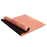 Килимок для йоги Замшевий каучуковий двошаровий 3 мм Record FI-5662-61 (розмір 1,83 мx0,61 мx3 мм, персиковий)