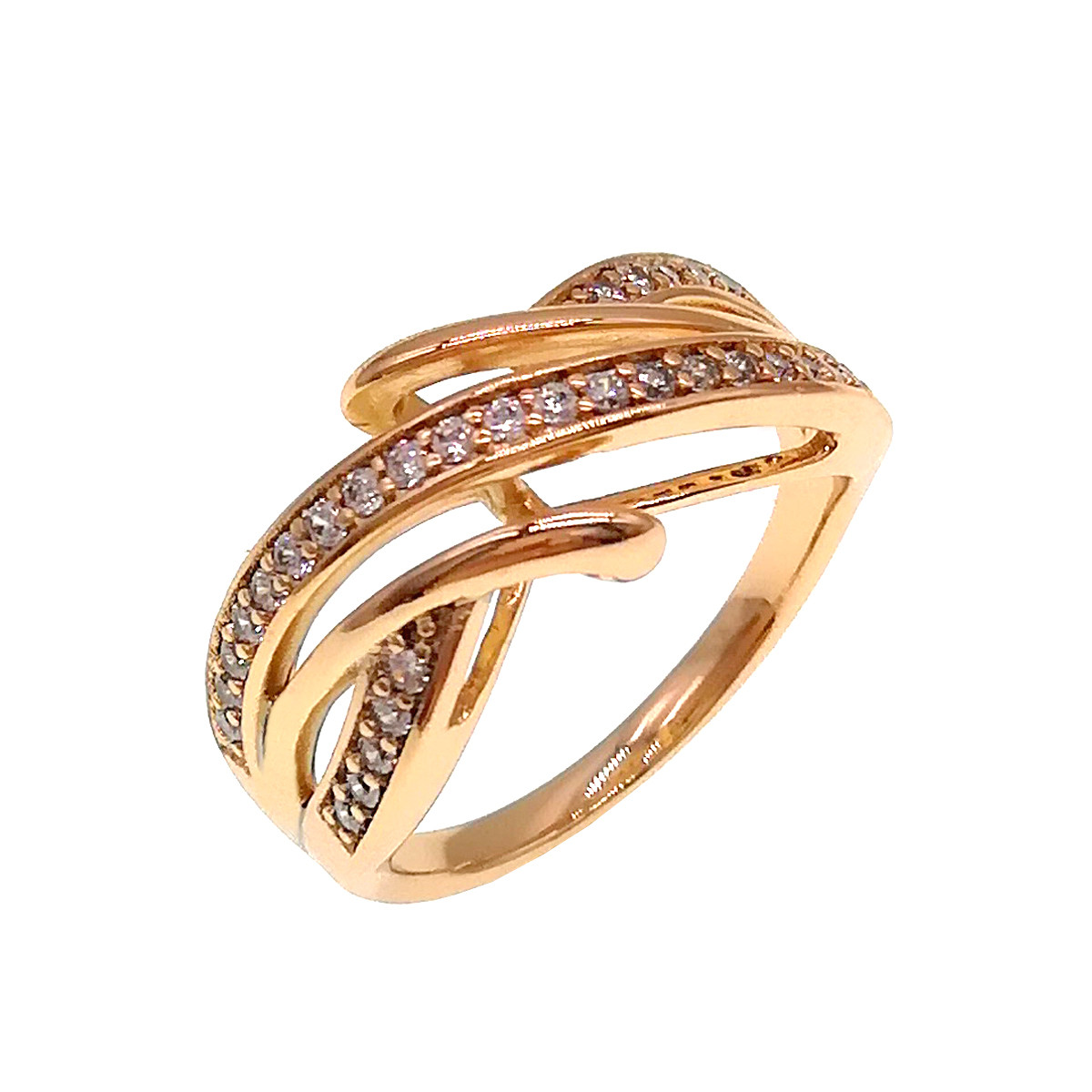 Кільце Xuping з медичного золота, білі фіаніти, позолота 18K, 11880 (17)