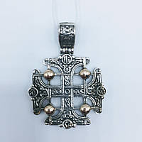 Серебряный кулон (подвес) Иерусалимский крест Сплав серебра и золота