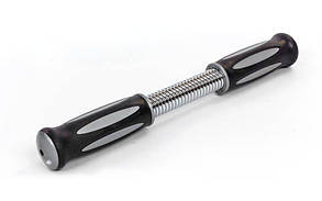 Еспандер силовий прут Power Exerciser PS 510 (A) (метал, ручка пластик, гума, l-35,5 см,d-4,5 мм, чорний-сірий)