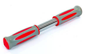 Еспандер силовий прут Power Exerciser PS 510 (B) (метал, ручка пластик, гума, l-35,5 см,d-3,8 мм, сірий-червоний)
