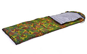 Спальний мішок-ковдра з капюшоном камуфляж SY-066 (PL, бавовна, 250 г на м2,р-р 190+30х75 см, t+15 до 0)