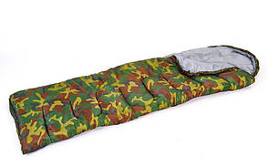 Спальний мішок-ковдра з капюшоном камуфляж SY-4062 (PL, бавовна, 500 г на м2,р-р 168+32х70 см, t+10 до -10)