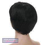 Чорна перука з натурального волосся на сітці - система Ashley HH, натуральна перука, фото 6