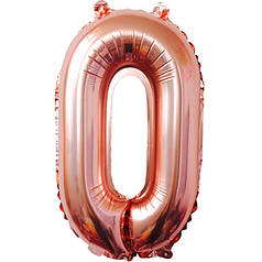 Кулька Цифра "0" (35 см) колір рожеве золото
