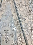 Тканина парча церковна біла зі сріблом на метраж на атласі, фото 7