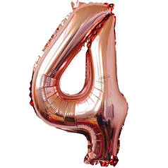 Кулька Цифра "4" (35 см) колір рожеве золото