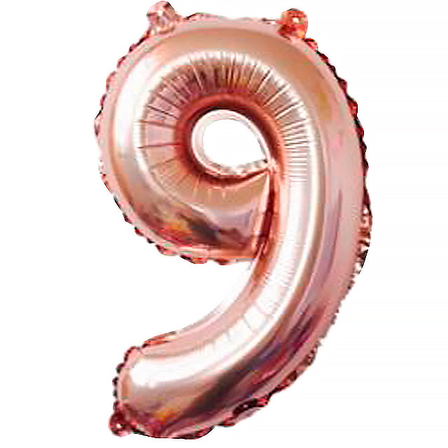 Кулька Цифра "9" (35 см) колір рожеве золото
