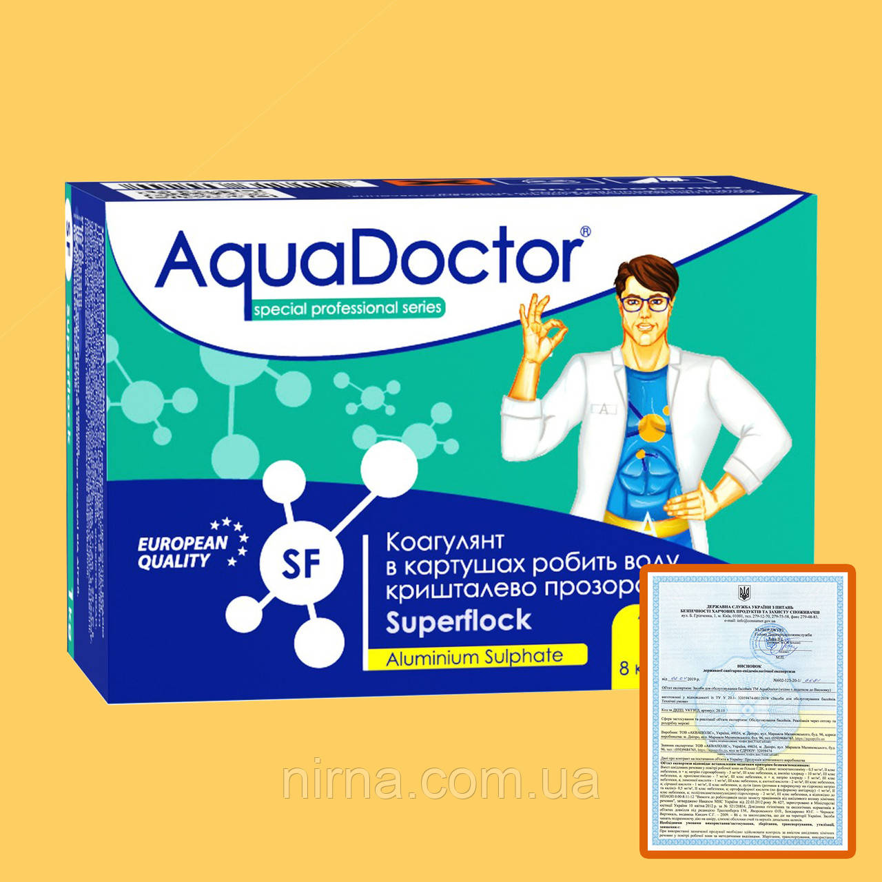 Коагулянт AquaDoctor Superflock, 1 кг. Препарат для усунення каламутності у воді. Хімія для басейну
