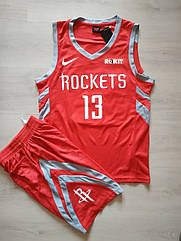 Баскетбольна форма червона Harden No13 (майка + шорти) команда  Houston Rockets