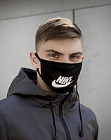 Стильна молодіжна бавовняна маска з логотипом Nike чорна з білим (репліка)