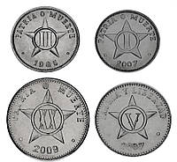 Куба набор из 4 монет 1972-2009 UNC 1, 2, 5, 20 сентаво