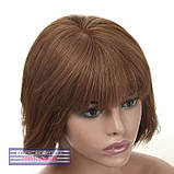 Красива перука з натурального волосся на сітці - система Sally HH каштанового кольору, фото 7