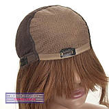 Красива перука з натурального волосся на сітці - система Sally HH каштанового кольору, фото 8