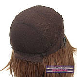 Красива перука з натурального волосся на сітці - система Sally HH каштанового кольору, фото 9