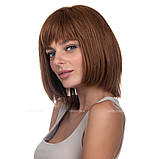 Красива перука з натурального волосся на сітці - система Sally HH каштанового кольору, фото 2