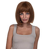 Красива перука з натурального волосся на сітці - система Sally HH каштанового кольору, фото 4
