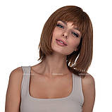 Красива перука з натурального волосся на сітці - система Sally HH каштанового кольору, фото 10