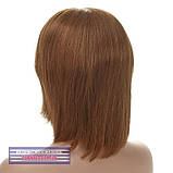 Перука з натурального волосся на сітці - система Sally HH каштанового кольору, фото 5