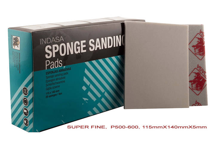 Абразивні листи на основі піноматеріалу Indasa Rhyno Sponge Auto SUPER FINE115*140*5 мм, зерно Р500-600, фото 1