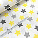 Бавовняна тканина польська зірки (пряники) сіро-жовті на білому, фото 2