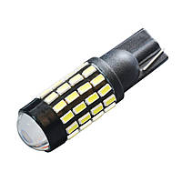 Автомобильная LED лампа T10 W5W 12V 54smd 3014 светодиодная с линзой, белый цвет света