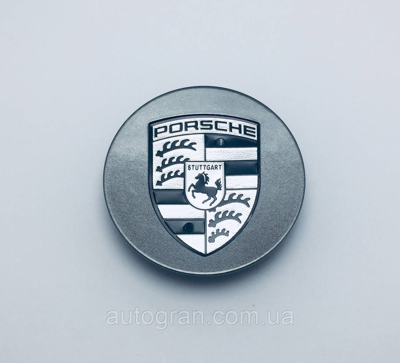 Заглушки ковпачки литих дисків Porsche графіт чорно-білий логотип
