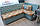 Розкладний кухонний кутовий диванчик (Пасально-блакитний), фото 2
