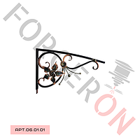 Кований дашок, навіс із трояндою 800×500мм, 20×20мм