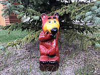 Садово-парковая фигура Медведь на пне h 48 см