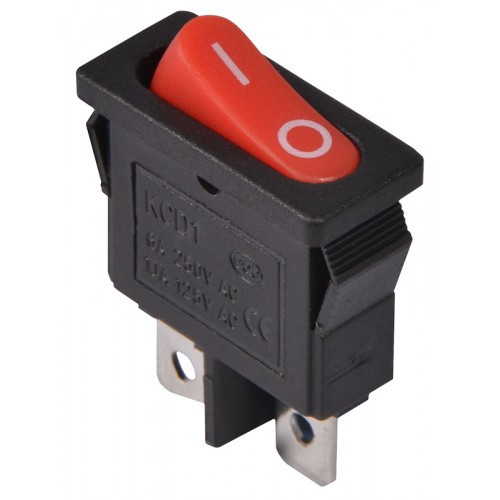 Переключатель KCD1-101-12, ON-OFF, 6А (2pin), 250V, красный - фото 1 - id-p1163780876