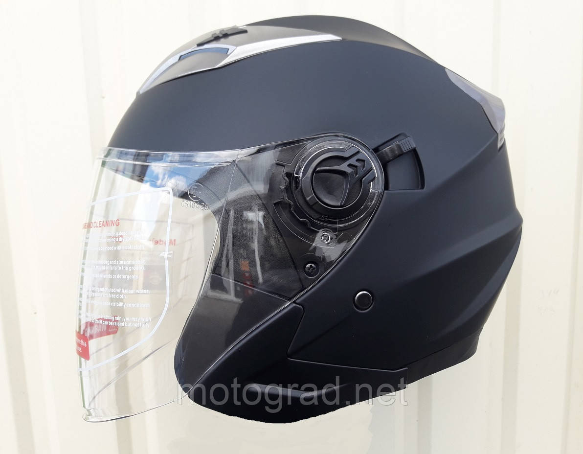 Шолом без бороди полулицевик з окулярами Чорний матовий розмір М, фото 1