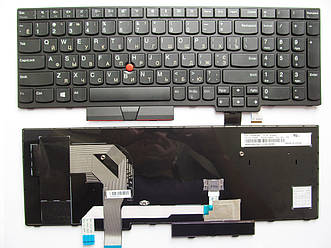 Клавіатура для ноутбуків Lenovo ThinkPad T570, T580 чорна з чорною рамкою, з трекпоинтом UA/RU/US