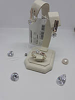 Срібний набір жіночих прикрас з золотими вставками - сережки і кільце з срібла 925 проби з золотом 375, фото 2