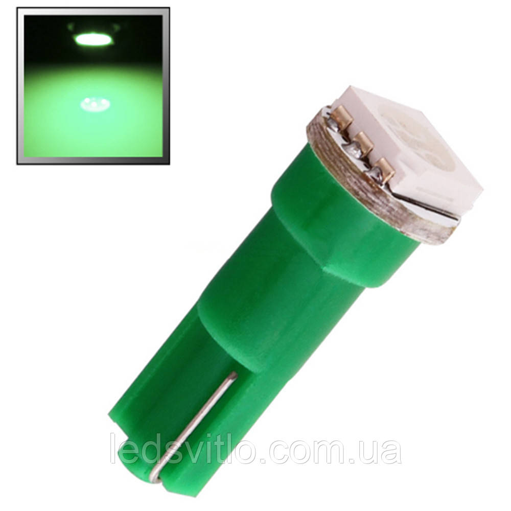 Світлодіодна LED Автолампа T5 1smd 5050 12V Зелена в панель приладів