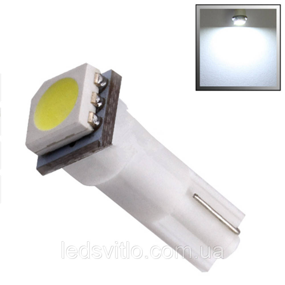 Світлодіодна LED Автолампа T5 1smd 5050 12V Біла в панель приладів