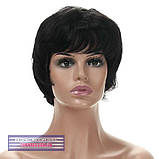 Перука з натурального волосся на сітці - система Cindy HH чорного кольору, фото 2