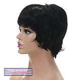 Перука з натурального волосся на сітці - система Cindy HH чорного кольору, фото 4