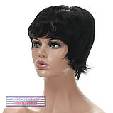 Перука з натурального волосся на сітці - система Cindy HH чорного кольору, фото 3