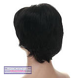 Перука з натурального волосся на сітці - система Cindy HH чорного кольору, фото 5