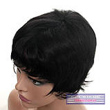 Перука з натурального волосся на сітці - система Cindy HH чорного кольору, фото 6