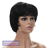 Перука з натурального волосся на сітці - система Cindy HH чорного кольору, фото 8