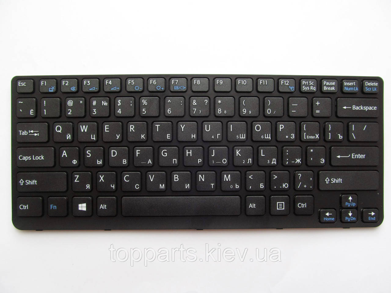 Клавіатура для ноутбуків Sony Vaio SVE14 (E14 Series) чорна з чорною рамкою RU/US