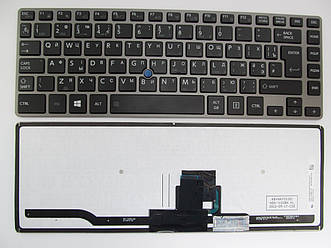 Клавіатура для ноутбуків Toshiba Tecra Z40 Series чорна з чорною рамкою з трекпоінтом RU/US
