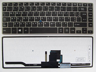 Клавіатура для ноутбуків Toshiba Tecra Z40 Series чорна з сірою рамкою з трекпоінтом RU/US
